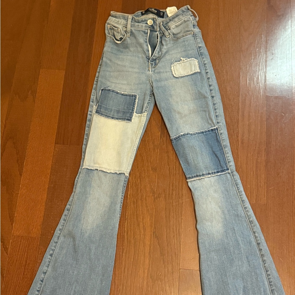 Hollister Blue Flare Patchwork Jeans